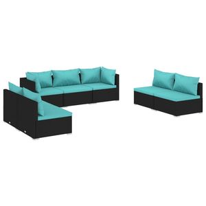 Conjunto Modular Mediano para Jardín en Ratán Sintético Negro, Muebles de Exterior Elegantes - Product Image 2