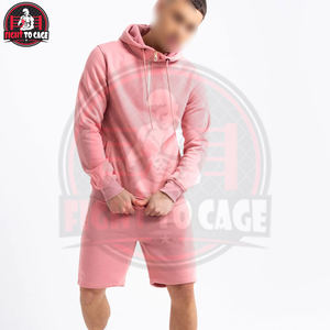 Fabriqué au Pakistan, prix de gros pour l'automne, idéal pour la salle de sport à domicile, ensemble décontracté deux pièces en coton respirant avec sweat à capuche zippé et short - Product Image 3