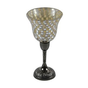 Porte-bougie en verre artisanal écologique avec finition plaquée pour la décoration de la maison et les occasions festives - Product Image 1