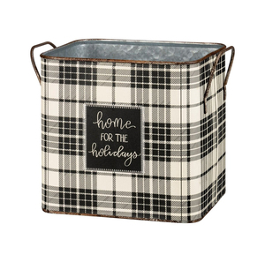 Home For The Holidays Bac de rangement carré en métal à carreaux, galvanisé, résistant à la rouille, conteneur décoratif d'intérieur - Product Image 1