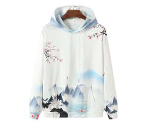 เสื้อฮู้ดพิมพ์ลายซับลิเมชั่นสไตล์ญี่ปุ่น งานศิลปะภูมิทัศน์  แบบสั่งทำขายส่ง  สำหรับทุกเพศ  สตรีทแวร์  ผ้าฟลีซหนานุ่ม - Product Image 2