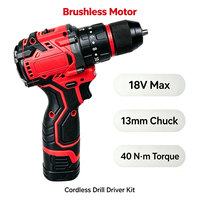 Perceuse à colonne sans fil 18V 800W au lithium, sans balais, rechargeable, multi-vitesses, qualité professionnelle, mandrin sans clé 13mm, réversible