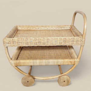 Carrito de juguete de mimbre natural para niños, carrito de comida y té, juguetes para el desarrollo del bebé, fabricante de Vietnam - Product Image 1