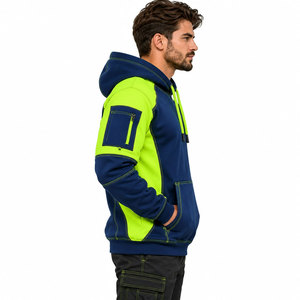 Sweat à capuche de travail haute visibilité pour homme, vert marine, manches longues, pull de sécurité, vêtements de travail à capuche - Product Image 3