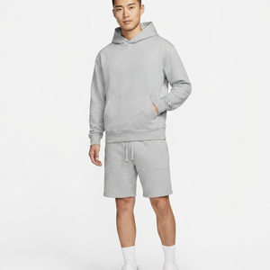 Ensemble sweat-shirt et short gris en coton pour homme – Tenue décontractée d'été à manches longues avec cordon de serrage, couleur unie, coupe régulière - Product Image 4
