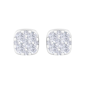 Élégantes boucles d'oreilles clous carrées en or blanc avec diamants, tendance, pour femme, style Ice Out Bling Cluster, bijoux cadeau, vente en gros - Product Image 2