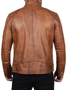 Arrival Unisex Design Color Block <b>Men</b> Genuine Leather Jacket Custom High Quality Vintage Style Hooded Woven Front Logo Wholesale - Product Image 3