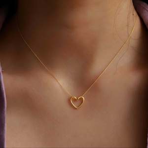 Hallmarked Silver 18K Gold Plated Minimal Heart Pendant for Women - Product Image 2