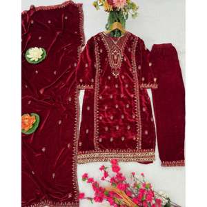 Ensemble haut-bas et dupatta magnifique pour femmes, vêtements de soirée de créateur - Product Image 3