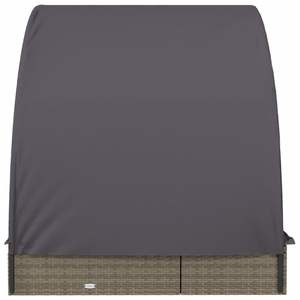 Chaise longue réglable pour deux personnes en rotin PE gris avec accoudoirs, chaises longues confortables - Product Image 6