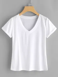 Women's 2026 Breathable Loose <b>Fit</b> Spandex <b>V</b>-Neck Short Sleeve T-shirt Hot Selling Casual Top for Summer Spring Portrait Pattern - Product Image 1