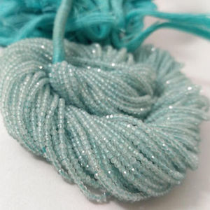 Perles de pierre d'aigue-marine bleue naturelle facettées de 2 mm et 3 mm, petites perles pour la création de bijoux, Inde. - Product Image 2