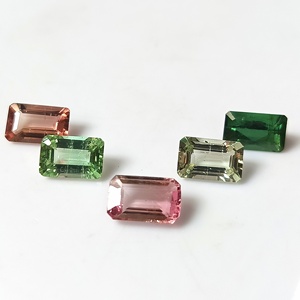 8x5 mm Tourmaline naturelle zambienne calibrée multicolore pastel de 5,95 carats, taille émeraude, lot de 5 pierres précieuses en vrac - Product Image 1
