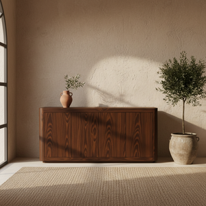 ตู้ไซด์บอร์ด 4 บาน รุ่น Soft Edge ทำจาก MDF ทันสมัย พร้อมผิวไม้โอ๊คแท้ กันน้ำได้ - Product Image 2