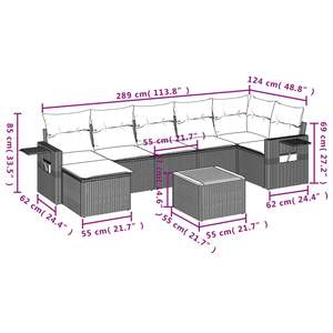ชุดโซฟาลานบ้านหวายโพลีสีดำ 8 ชิ้นพร้อมชุดเบาะรองนั่งในสวน - Product Image 3