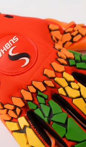 Guantes de Portero de Fútbol Juvenil Color Naranja |   Guantes de Látex Personalizados 3D de Goma para Niños con Corte Negativo, Dedos Enrollados y Agarre Colorido con Efecto Salpicado - Product Image 4