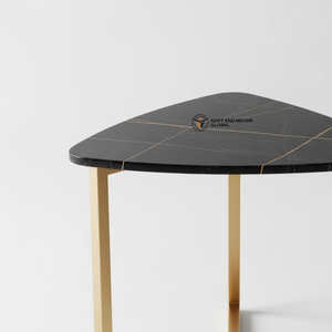 Modern Rectangular Grey Marble <b>Stool</b> with Black Metal X-Frame Base – Industrial Accent Side Table <b>for</b> Office & Living Room - Product Image 6