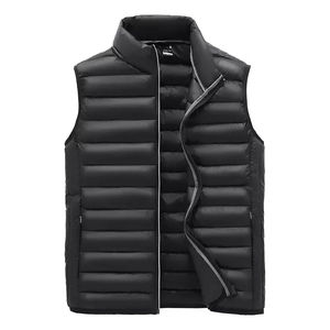 New Men's Thick Vest, Casual Stand Collar Color Block Waterproof Puffer Sleeveless <b>Jacket</b> Polyester Filled Custom Waistcoat - Product Image 2