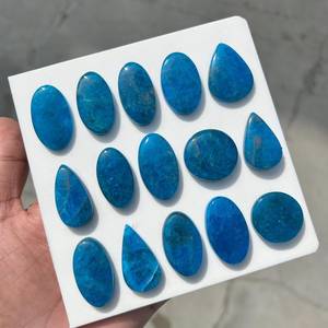 พลอยอะพาไทต์สีน้ำเงินธรรมชาติทรงรีเจียระไนสำหรับทำเครื่องประดับ แหวน จี้ สร้อยคอ ขายส่งจากอินเดีย - Product Image 6