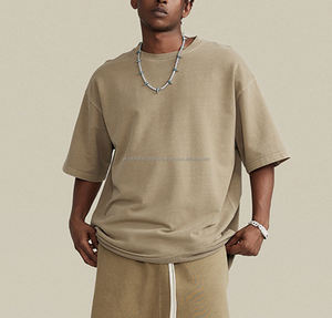 Primavera Verano superventas personalizado Hip Hop Vintage Oversize peso pesado manga larga Camiseta para hombres Doble - Product Image 1