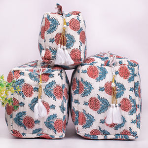 Lote al por mayor de neceseres cosméticos casuales unisex, grandes, geométricos, ecológicos, plegables, con estampado bohemio 100% hecho a mano y cierre de cremallera. - Product Image 2