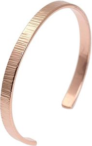Brazalete Geométrico Contemporáneo con Acabado Cepillado, Brazalete de Cobre con Acabado Mate Moderno para Mujer - Product Image 3
