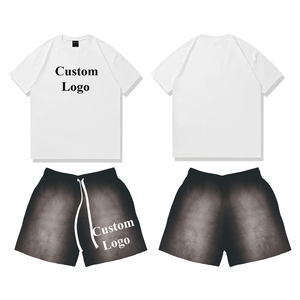 T-shirt vintage personnalisé, Polo à manches personnalisées, T-shirt 100% Coton épais avec logo brodé, Short délavé pour homme - Product Image 1