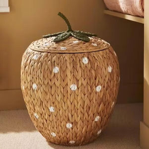 Strawberry-shaped storage basket for the living room, woven from water hyacinth in Vietnam. - Product Image 1