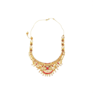 Fashion Jewelry Set Peacock Short <b>Necklace</b> with <b>Ruby</b> Stones - Product Image 2