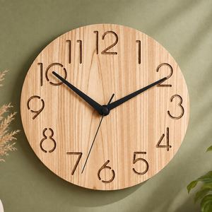 Minimalist Round Wooden Wall <b>Clock</b> Silent Quartz Wooden <b>Clock</b> with Second Hand wooden wall <b>clock</b> Silent quartz wall <b>clock</b> - Product Image 5
