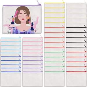 Pochettes zippées en toile de coton écologiques personnalisées en gros, sacs de maquillage et cosmétiques unis avec impression de logo - Product Image 5