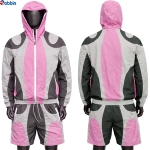 Conjunto de Chaqueta y Pantalones Cortos Deportivos para Hombre, Cómodo, Personalizado, de Poliéster y Nailon, con Diseño de Parches en Contraste de Color, Cortavientos - Product Image 6
