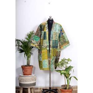 Kimono léger en coton pour femme, imprimé floral, style Kantha, luxueux, respirant, patchwork, pour l'hiver - Product Image 1