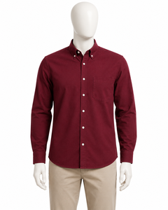Classic Button <b>Down</b> Men's Formal Solid Color Knitted Cotton Oxford Short Sleeve Shirt - Product Image 4