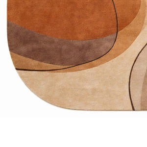 Alfombra de Diseño Abstracto con Ondas, Color Marrón Beige, Hecha a Mano, con Patrón Orgánico Tallado en 3D, para Decoración de Interiores Moderna - Product Image 6