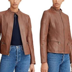 Veste en cuir PU vintage pour femme, coupe-vent zippé, style streetwear décontracté - Product Image 5