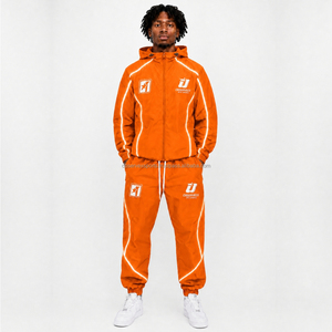 Windbreaker Set Trendy Unisex Nylon Shorts Set Custom Made Mens Set <b>Zip</b> up Polyester Nylon Two Piece Windbreaker Set - Product Image 1