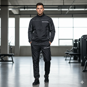 Ensemble de survêtement coupe-vent en nylon personnalisé Rexfit Sports pour hommes, avec fermeture éclair intégrale et éléments réfléchissants - Product Image 2