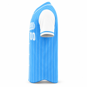 Camiseta de Béisbol Personalizada con Rayas Blancas y Azul Cielo, Uniforme de Equipo con Botones, Camisa Deportiva Transpirable de Secado Rápido para Hombre y Mujer - Product Image 3
