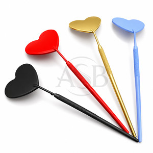 Custom Color Coated Heart-Shaped Cosmetic Mirror Red Gold Black Pink Nude Stainless Steel Lash Inspection <b>Plastic</b> <b>Pocket</b> Mirror - Product Image 1