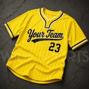 Maillot de baseball jaune personnalisé unisexe à manches courtes col en V rayé 100% polyester respirant uniformes d'équipe Wida Sports - Product Image 4