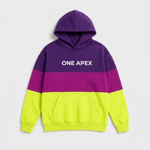 Sweat-shirt à capuche en molleton pour homme, couleur unie violette, logo personnalisé, streetwear, décontracté, coupe ample - Product Image 1