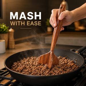 Utensilio de Cocina de Madera de Acacia Hecho a Mano, Herramienta de Cocina de 3 Puntas con Agarre Fácil y Orificio para Colgar |   Accesorios de Cocina de Madera de Primera Calidad - Product Image 2