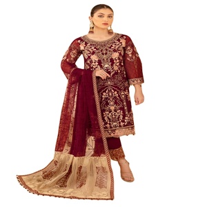 Ramsha Vol M-7 Designers pakistanais costumes trois pièces pour femmes Organza brodé fête porter des robes Panjabi - Product Image 1