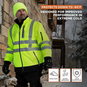 Chaqueta de Seguridad de Trabajo para Invierno con Capucha, Diseño Personalizado, Manga Larga, Cierre de Cremallera, Transpirable, Resistente al Viento, Reflectante para Seguridad Vial - Product Image 4