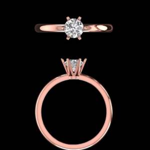 Elegante anillo de compromiso solitario con diamante redondo de talla brillante en oro rosa de 18 quilates con engaste de seis puntas, joyería nupcial clásica, regalo. - Product Image 1