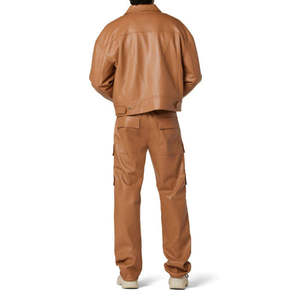 AZORES SPORTS Motorcycle <b>Men</b> Genuine <b>Leather</b> Straight Biker <b>Trousers</b> Winter Lightweight Windproof Breathable Button Fly Plain - Product Image 5
