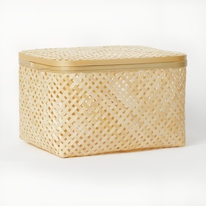 Cajas redondas de pan de bambú, respetuosas con el medio ambiente, para fiestas, verduras, tejidas, caja natural - Product Image 2
