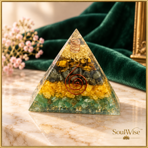 Pyramide d'orgone en pierres précieuses sculptée en triangle, sculpture en pierres mélangées, décoration de guérison pour la méditation, le Feng Shui et la décoration intérieure - Product Image 2