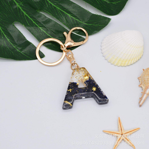 Women Girls' <b>Initial</b> Keychain Black Bag Keyring Sweet Charm Handcrafted Resin Technique Rechargeable High Quality Feng Shui - Product Image 3